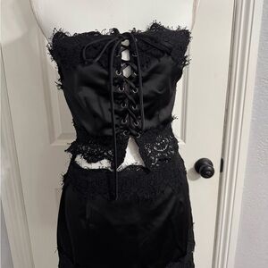 Black Lace-Up Two Piece